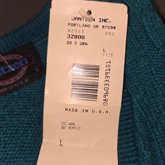 Vintage Dead Stock Jantzen wool sweater vest Green sz L - Picture 4 of 4